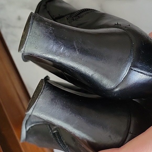 Town Shoes Women's Knee High Black Leather Wedge Heel Boot- Size 39 - Picture 14 of 16